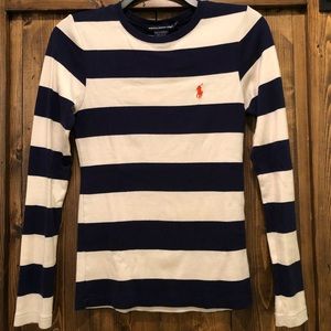 Navy and White Long Sleeved T-Shirt